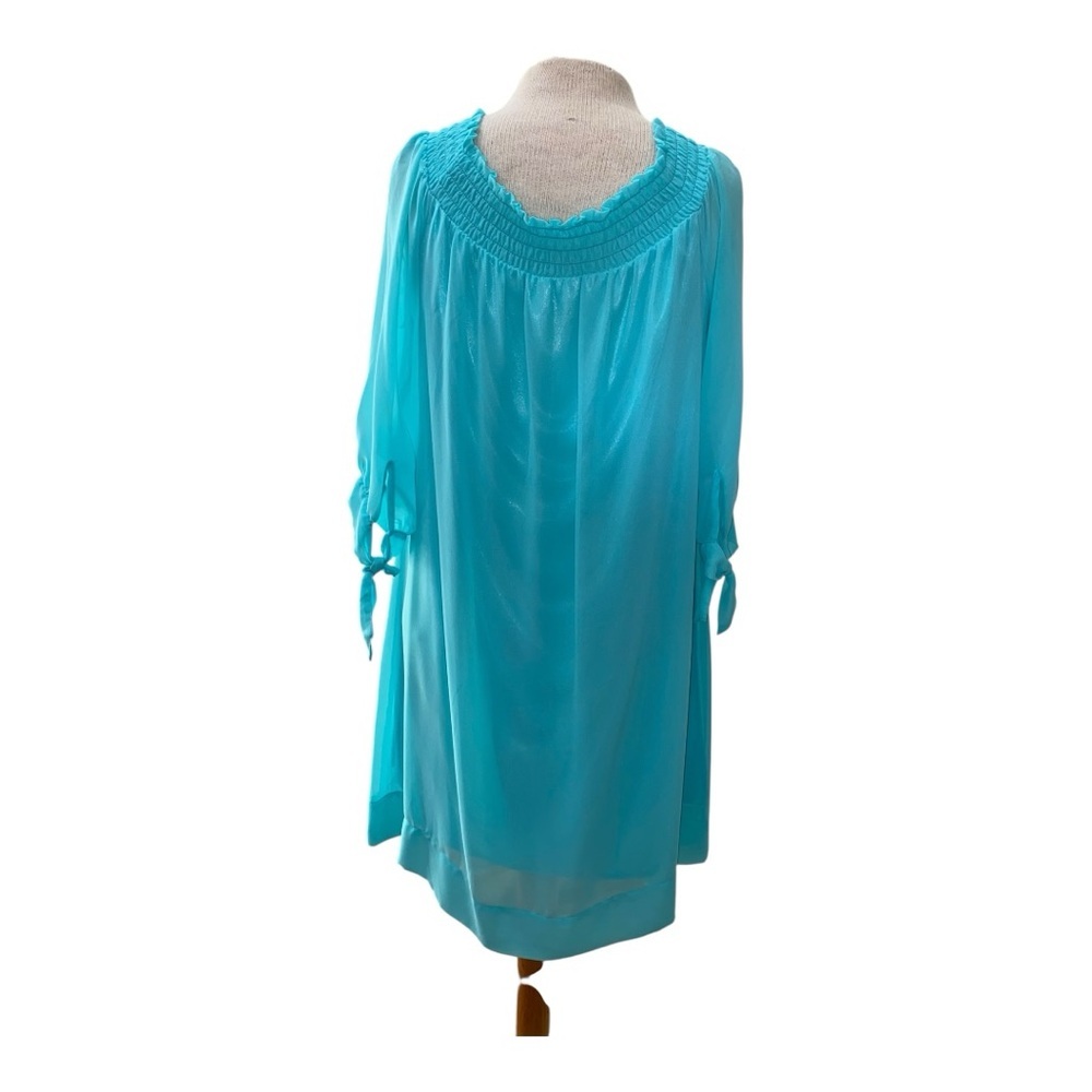 New York & Company Blue Smocked Midi Dress - Picture 12 of 14